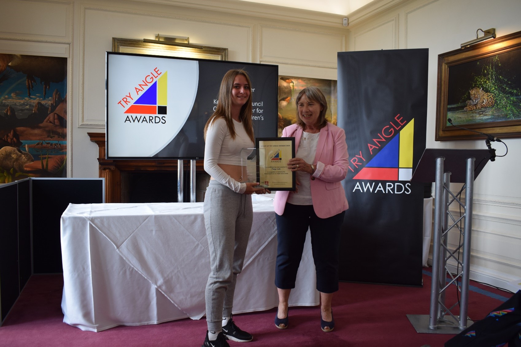 Overall winner Paige Cook receiving her award from Cabinet Member for Integrated Children’s Services Sue Chandler.