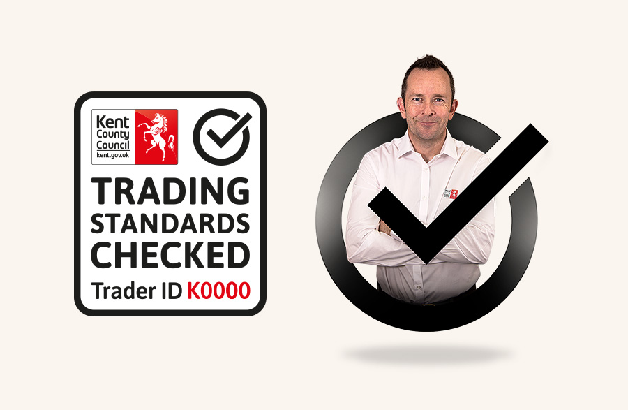 KCC trading standards checked logo and KCC trading standards officer