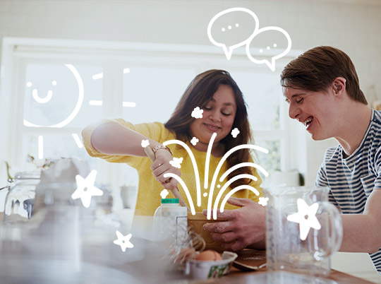 Image of a teenage girl and boy cooking