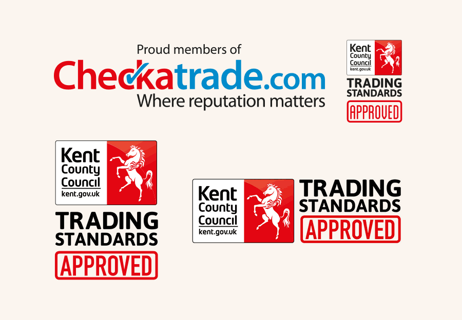 Examples of Trading Standards Approved and partnership with Checkatrade logos