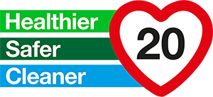 20mph image logo Healther, safer, cleaner. Faversham 20.